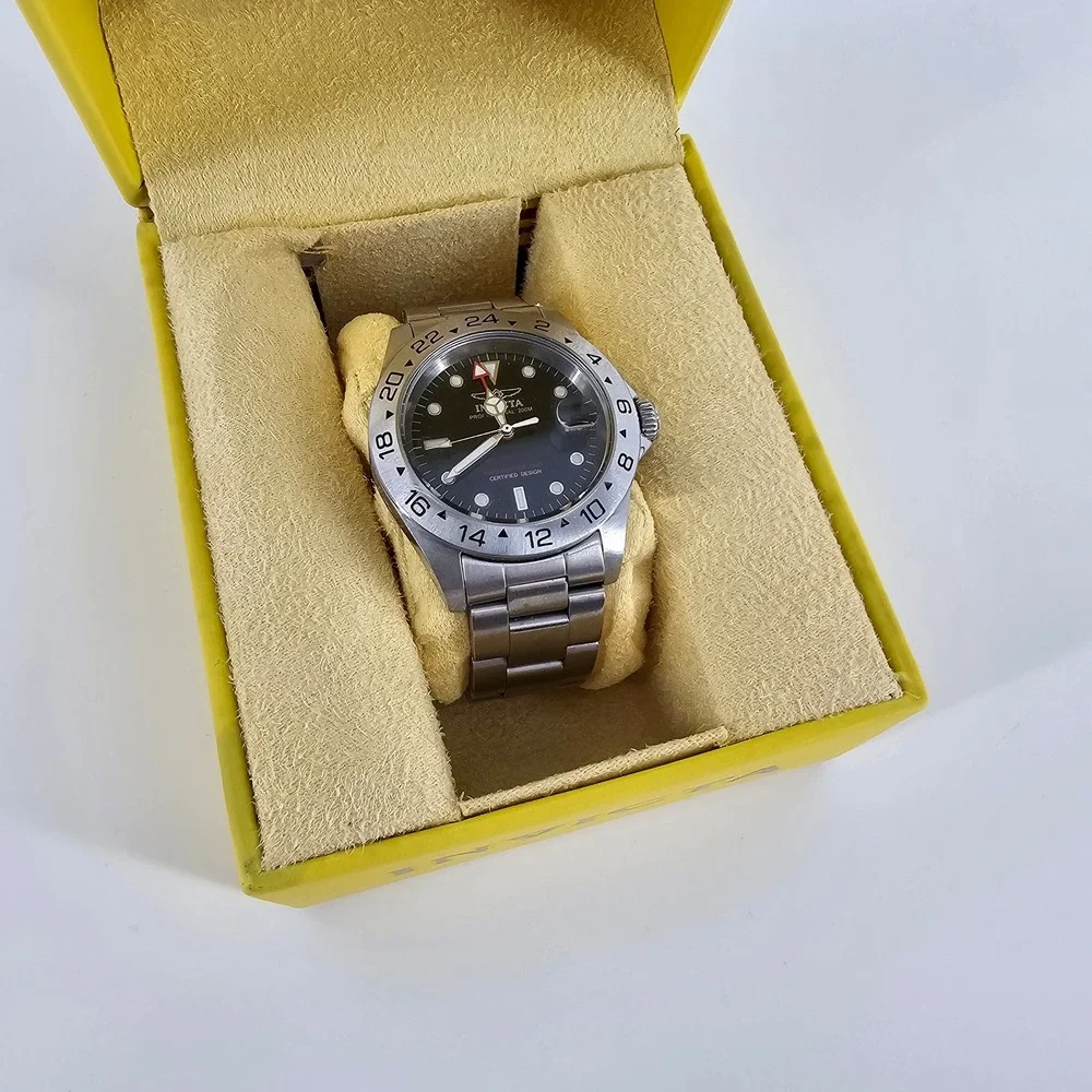 Invicta Pro Diver GMT 9401 Watch Silver Black Stainless Steel Professional Sport
